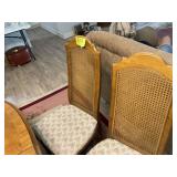 TWO DINING CHAIRS UPHOLSTERY BOTTOM WOVEN BACK