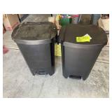 PAIR OF BLACK PLASTIC TRASH CANS