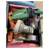 GROUP OF CAR CLEANING ITEMS, BUFFER, ETC