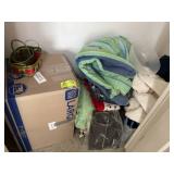 CONTENTS OF CLOSET BLANKETS PILLOW ETC