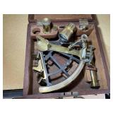 ANTIQUE BRASS AND METAL NAUTICAL SEXTANT, BRANDIS