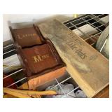MISC GROUP INCLUDING METAL AND GLASS LIGHT, WOOD W