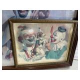 GROUP OF CLOWN THEMED WALL ART, 9 IN X 11 IN AND 1