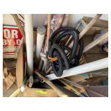 LARGE GROUP OF MISC YARD TOOLS, RAKES, BROOM, ETC