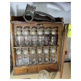 VINTAGE WOODEN SPICE RACK, SUN CATCHER AND CHEESE