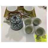 TEA SET AND GLASSES