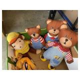 BOX OF STUFFED ANIMALS, CURIOUS GEORGE, 3 BEARS, E