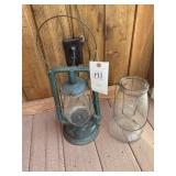 RAULLS OIL LANTERN AND GLASS LANTERN
