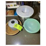 KITCHEN AID MIXING BOWL, GREASE TIN, TUPPERWARE