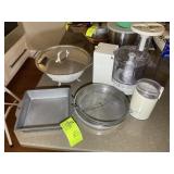 GROUP OF METAL PIE PLATES, BRAUN FOOD PROCESSOR, S