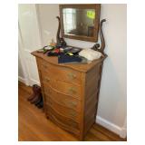 VINTAGE WOODEN 5 DRAWER CHEST WITH MIRROR ON TOP 3
