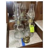 GROUP OF OIL LAMPS 7.5 AND 18 IN TALL