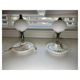 PAIR OF MILK GLASS TABLE LAMPS 16 IN TALL