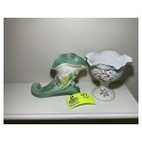 PAIR OF FLORAL VASES 5.5 IN AND 6 IN TALL