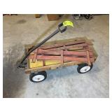 METAL FRAME WAGON WITH WOOD PLATFORM AND WOOD SLAT