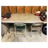 6 FT FOLDING TABLE WITH TWO FOLDING METAL CHAIRS