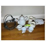 MISC GROUP OF PITCHERS, CUPS, ETC SOME WITH DAMAGE