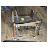 GROUP OF WOODEN ITEMS, SHELF, ROLLING CART, DOLLYS