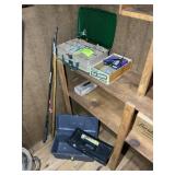 GROUP OF FISHING RELATED ITEMS, TACKLE, CANE POLES