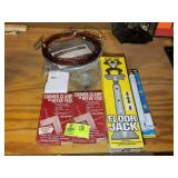 GROUP INCLUDING CORNER CLAMPS, FLOOR JACK C-3, DOG