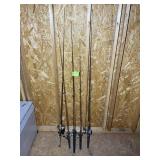 GROUP OF FISHING POLES AND REELS, SHAKESPEAR, FENW