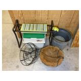 GROUP INCLUDING BUCKETS, COOLER, GARDEN BENCH