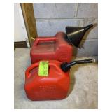 PAIR OF GAS CANS, ONE WITH GAS