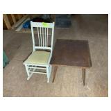 WOODEN ROCKING CHAIR AND SIDE TABLE