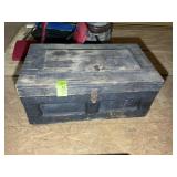 WOODEN TRUNK, 34 IN X 19 IN X 15 IN