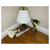 MISC GROUP INCLUDING TABLE LAMP 24 IN TALL, CLAMP