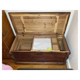 LARGE CEDAR CHEST CHEST WITH SLIDING DRAWER, 47 IN