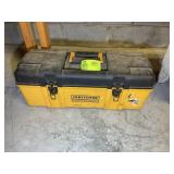 CRAFTSMAN TOOL BOX WITH MISC TOOLS, RULER, SCREW D