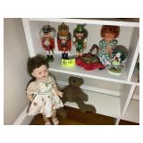 GROUP OF MISC DOLLS AND NUT CRACKERS APPROX 10 IN