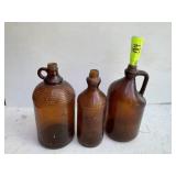 GROUP INCLUDING BROWN GLASS QUART CLOROX BOTTLE HA