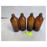 GROUP OF FOUR BROWN GLASS QUART SIZE CLOROX BOTTLE