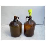 PAIR OF 1 GALLON BROWN GLASS CLOROX BOTTLES