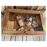 VINTAGE WOODEN COUNTERTOP DISPLAY BOX WITH GLASS T