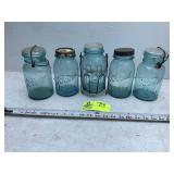 GROUP OF MISC BLUE GLASS BALL JARS