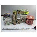 GROUP OF VINTAGE TINS, FLOWER, ETC