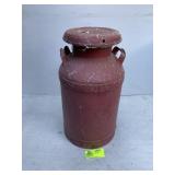 LARGE METAL MILK CANISTER WITH LID MARKED BISON BU
