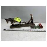 RESIN FARMER, MULE AND PLOW FIGURINE, 18 IN LONG 8