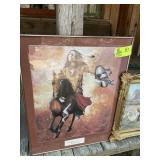 PAIR OF FRAME PRINTS NATIVE AMERICAN ON HORSE 24 I