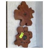 PAIR OF LIVE EDGE WOOD SLAB CLOCKS APPROXIMATELY 1