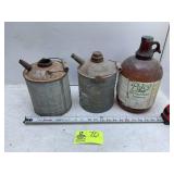 1 GALLON GALVANIZED KEROSENE JUG AND 1 GALLON GLAS