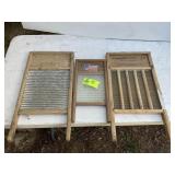 GROUP OF VINTAGE WASHBOARDS WOOD AND GLASS