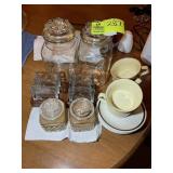 MISC GROUP INCLUDING, GLASS CANISTERS, ASH TRAYS,
