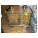 WOODEN TWO DOOR SIDE TABLE, 26 IN X 24 IN X 22.5 I