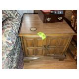 WOODEN TWO DOOR SIDE TABLE, 26 IN X 24 IN X 22.5 I
