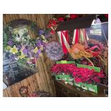 GROUP OF ARTIFICIAL FLOWERS, WREATHS, ETC