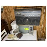 MISC GROUP INCLUDING MAGNAVOX BOOM BOX, KMC TV, CO